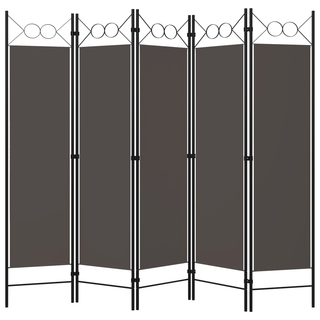 vidaXL Paravan de cameră cu 5 panouri, antracit, 200 x 180 cm vidaXL Paravan de cameră cu 5 panouri, antracit, 200 x 180 cm