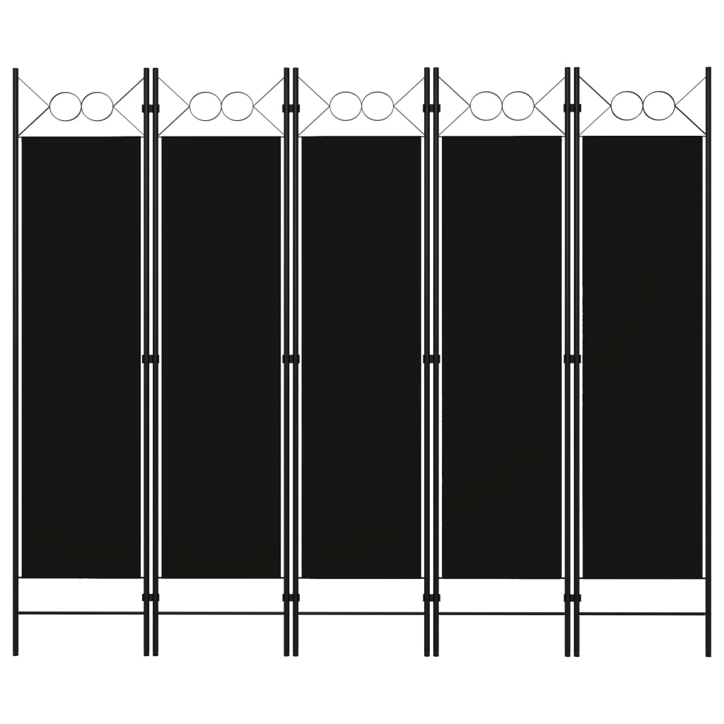 vidaXL Paravan de cameră cu 5 panouri, negru, 200 x 180 cm vidaXL Paravan de cameră cu 5 panouri, negru, 200 x 180 cm