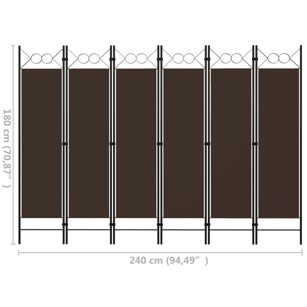 vidaXL Paravan de cameră cu 6 panouri, maro, 240 x 180 cm vidaXL Paravan de cameră cu 6 panouri, maro, 240 x 180 cm