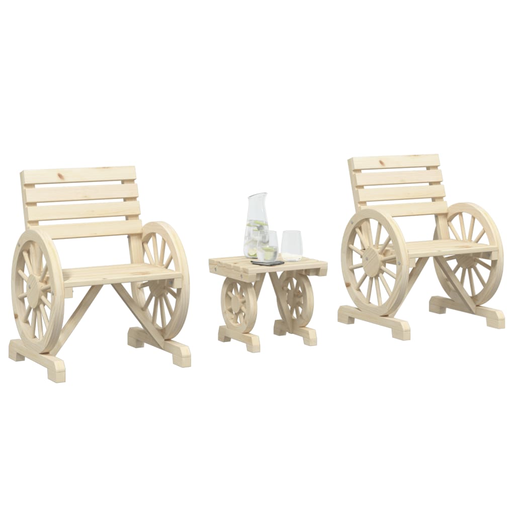 vidaXL Set mobilier de grădină, 3 piese, lemn masiv de brad vidaXL Set mobilier de grădină, 3 piese, lemn masiv de brad