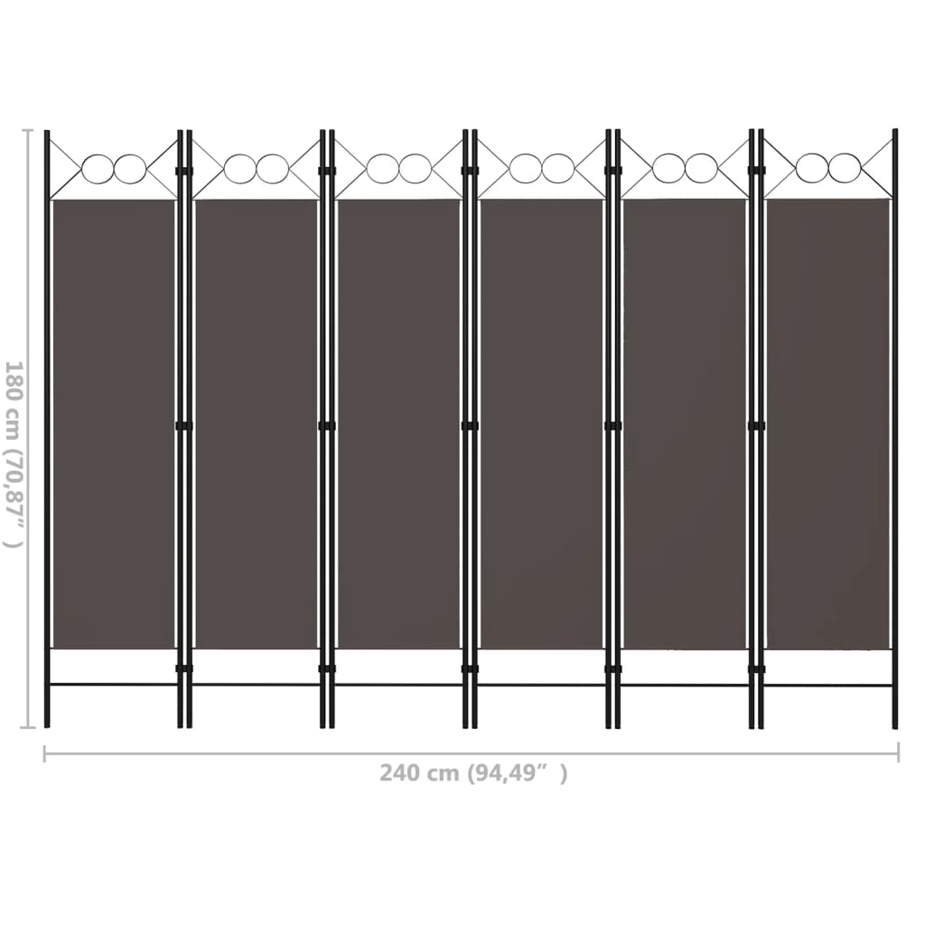 vidaXL Paravan de cameră cu 6 panouri, antracit, 240 x 180 cm