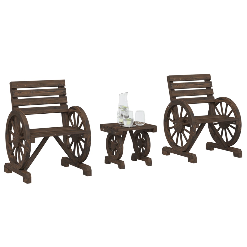 vidaXL Set mobilier de grădină, 3 piese, lemn masiv de brad vidaXL Set mobilier de grădină, 3 piese, lemn masiv de brad