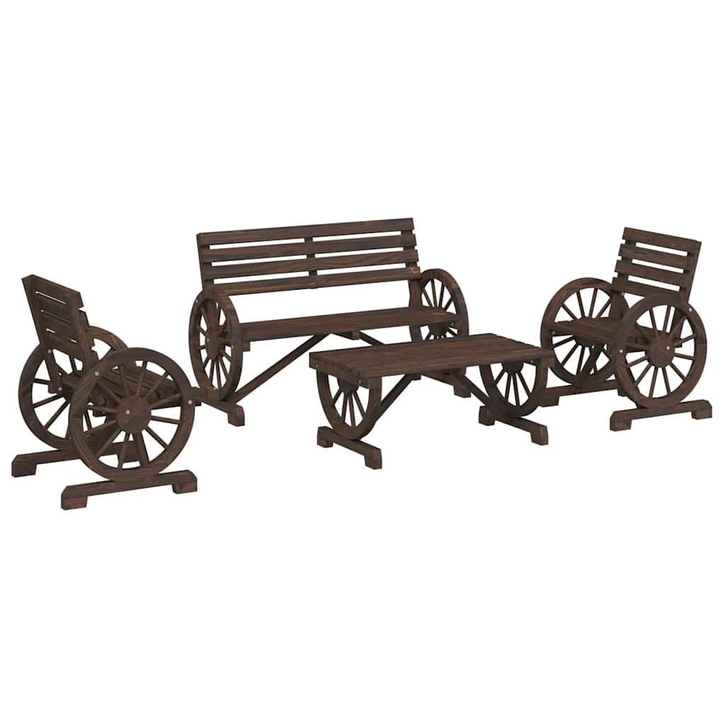 vidaXL Set mobilier de grădină, 4 piese, lemn masiv de brad vidaXL Set mobilier de grădină, 4 piese, lemn masiv de brad