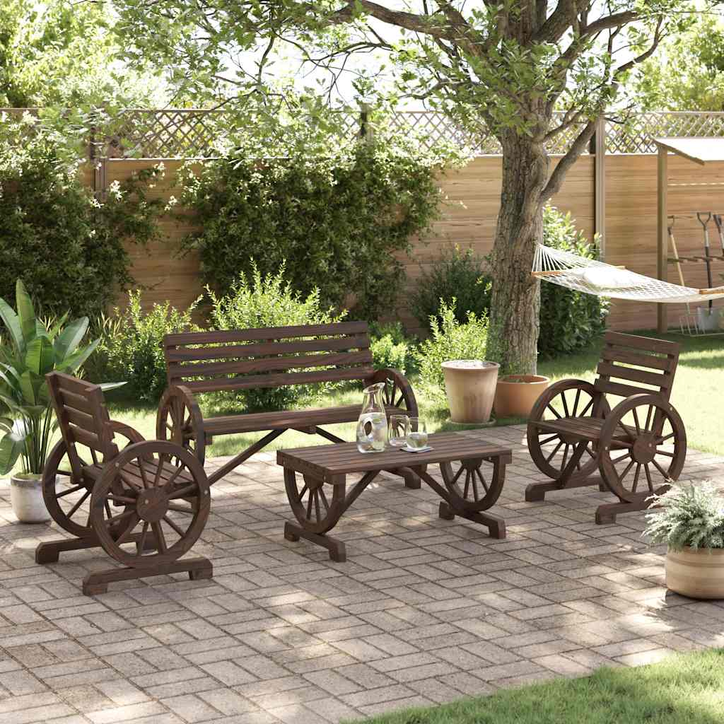 vidaXL Set mobilier de grădină, 4 piese, lemn masiv de brad vidaXL Set mobilier de grădină, 4 piese, lemn masiv de brad