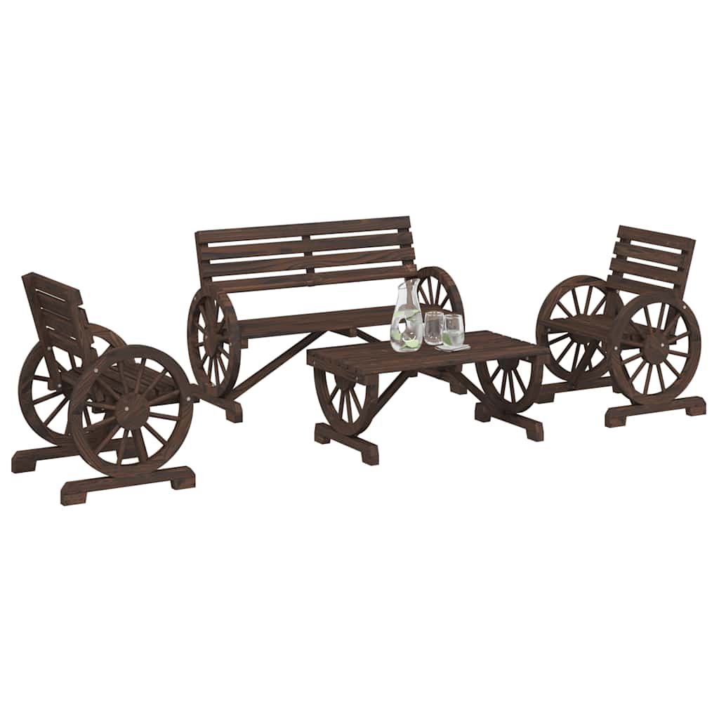 vidaXL Set mobilier de grădină, 4 piese, lemn masiv de brad vidaXL Set mobilier de grădină, 4 piese, lemn masiv de brad