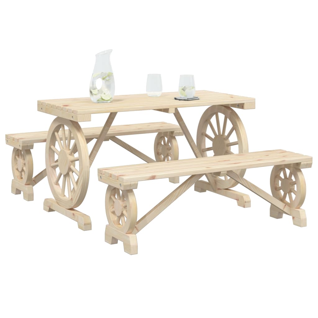 vidaXL Set mobilier de grădină, 3 piese, lemn masiv de brad vidaXL Set mobilier de grădină, 3 piese, lemn masiv de brad