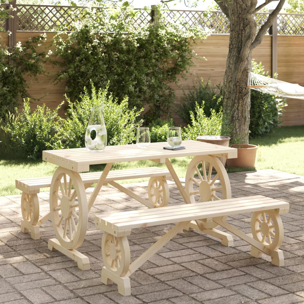 vidaXL Set mobilier de grădină, 3 piese, lemn masiv de brad vidaXL Set mobilier de grădină, 3 piese, lemn masiv de brad