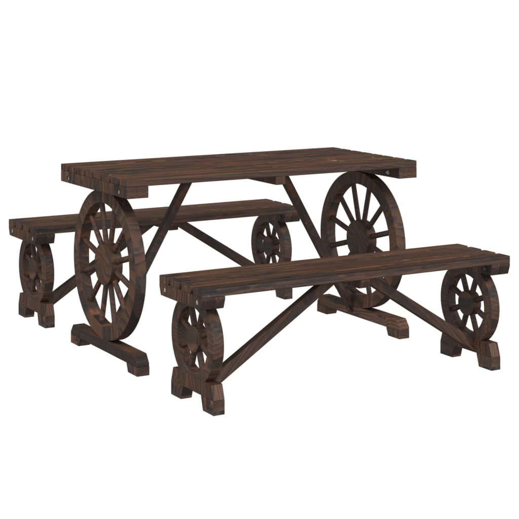 vidaXL Set mobilier de grădină, 3 piese, lemn masiv de brad vidaXL Set mobilier de grădină, 3 piese, lemn masiv de brad