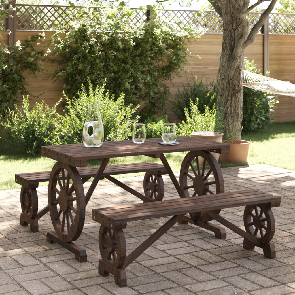 vidaXL Set mobilier de grădină, 3 piese, lemn masiv de brad vidaXL Set mobilier de grădină, 3 piese, lemn masiv de brad