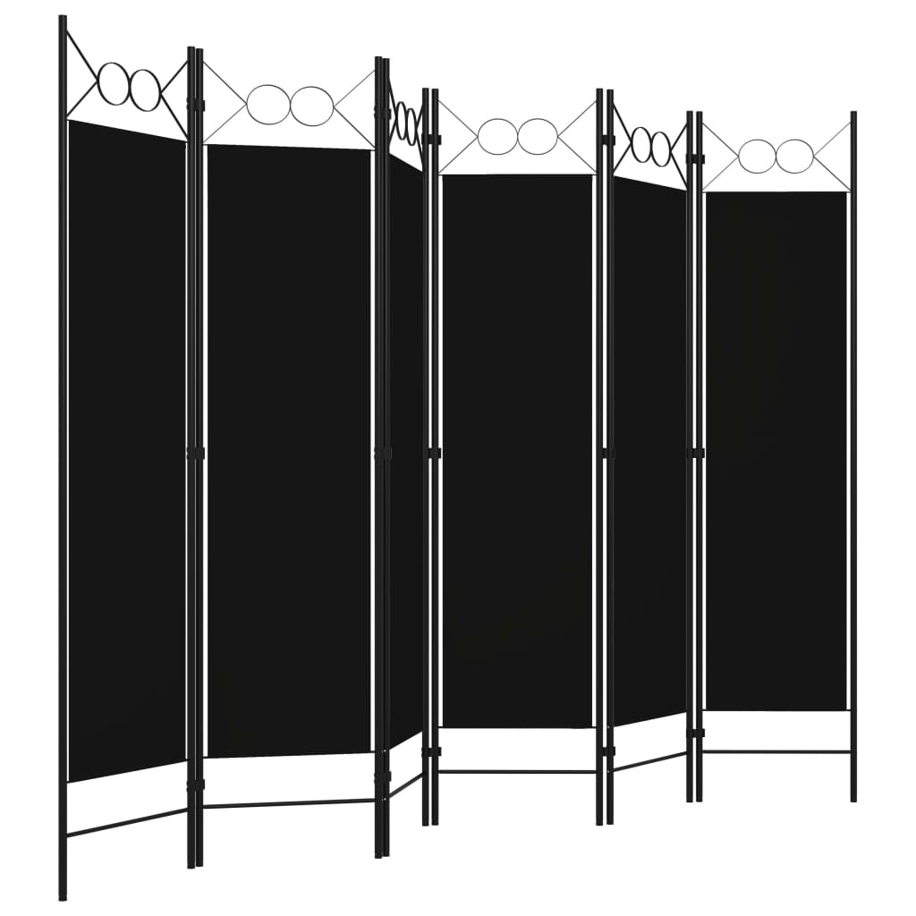 vidaXL Paravan de cameră cu 6 panouri, negru, 240 x 180 cm vidaXL Paravan de cameră cu 6 panouri, negru, 240 x 180 cm