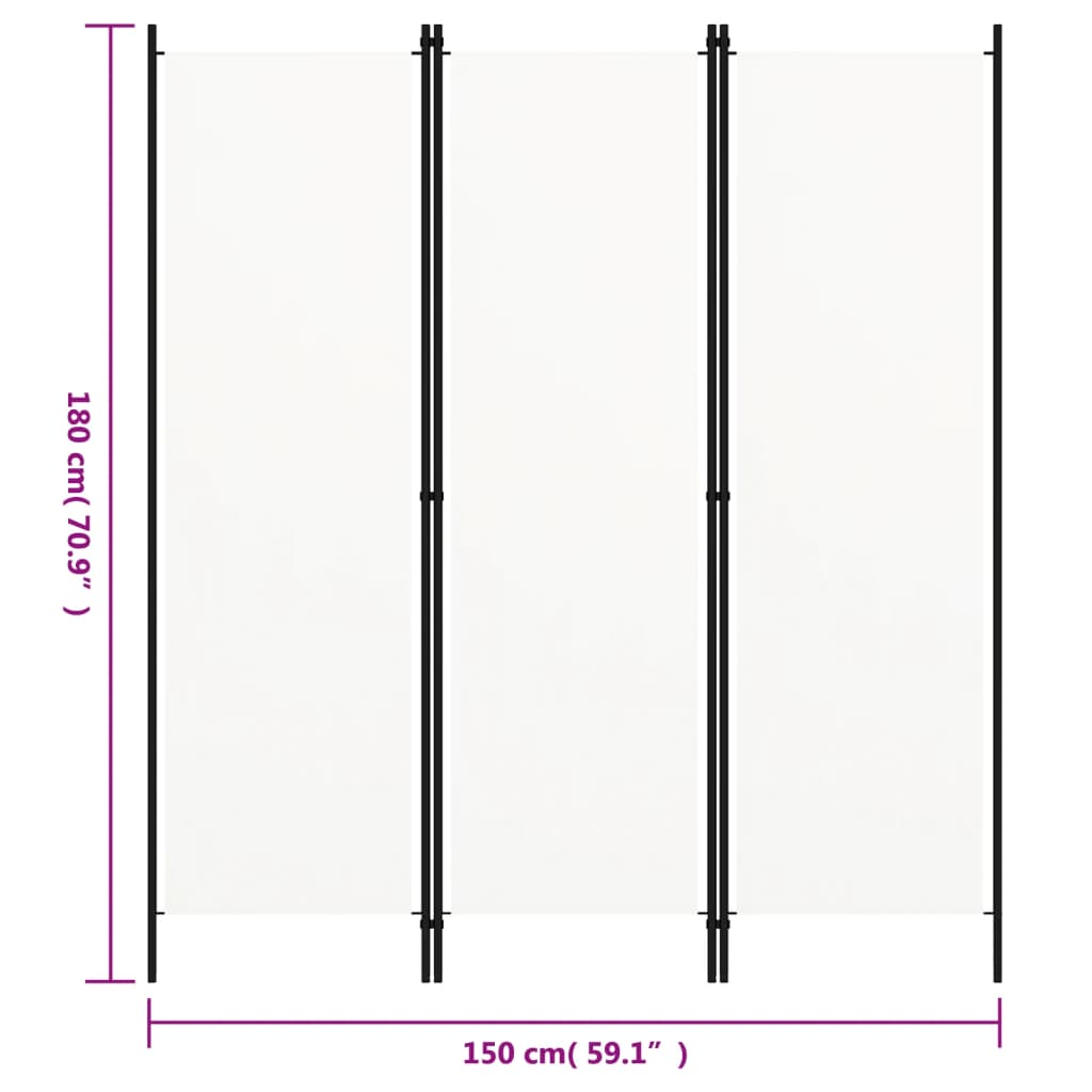 vidaXL Paravan de cameră cu 3 panouri, alb, 150 x 180 cm vidaXL Paravan de cameră cu 3 panouri, alb, 150 x 180 cm