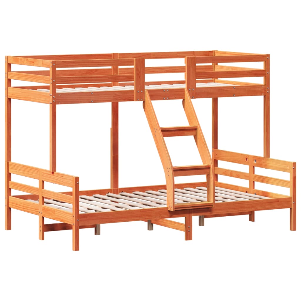 vidaXL Pat supraetajat 80x200/120x200 cm maro ceruit lemn masiv de pin vidaXL Pat supraetajat 80x200/120x200 cm maro ceruit lemn masiv de pin