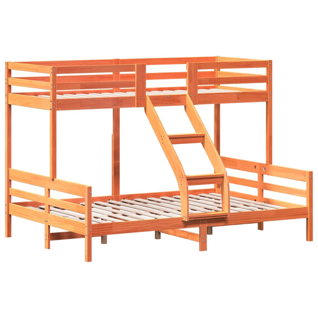 vidaXL Pat supraetajat 80x200/140x200 cm maro ceruit lemn masiv de pin
