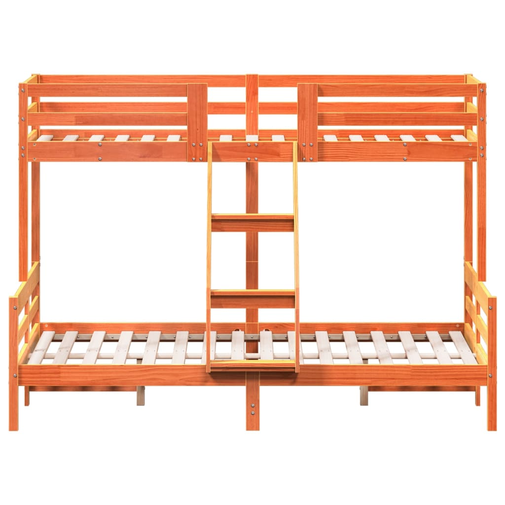 vidaXL Pat supraetajat 80x200/140x200 cm maro ceruit lemn masiv de pin