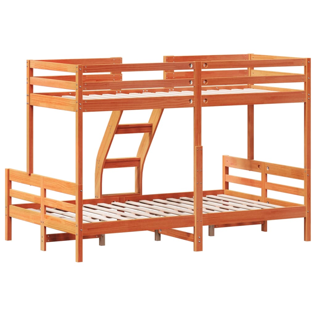 vidaXL Pat supraetajat 90x200/120x200 cm maro ceruit lemn masiv de pin