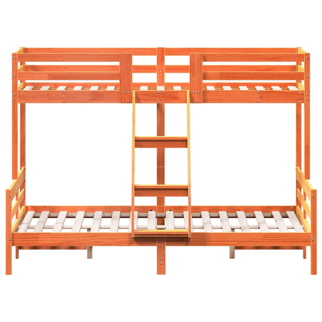 vidaXL Pat supraetajat 90x200/140x200 cm maro ceruit lemn masiv de pin