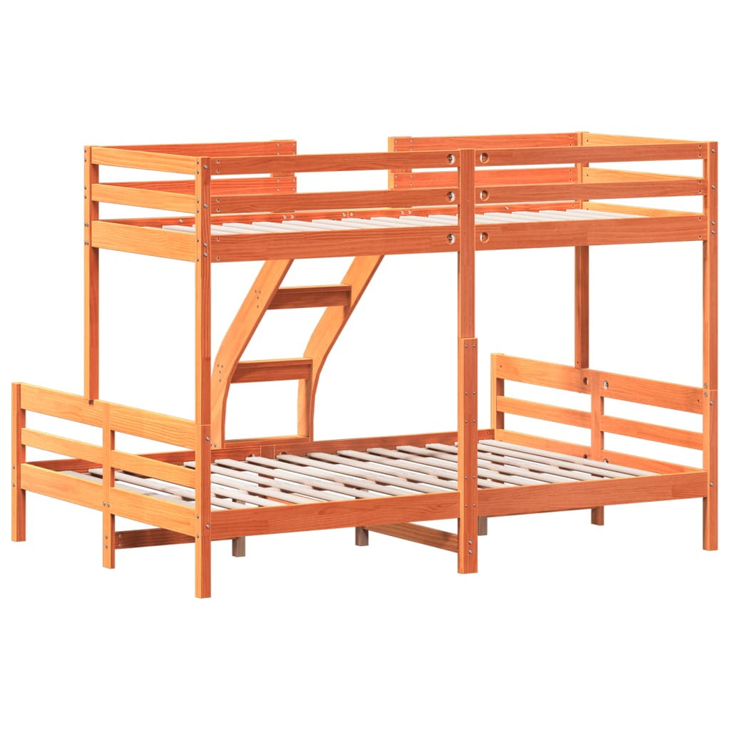 vidaXL Pat supraetajat 90x200/140x200 cm maro ceruit lemn masiv de pin