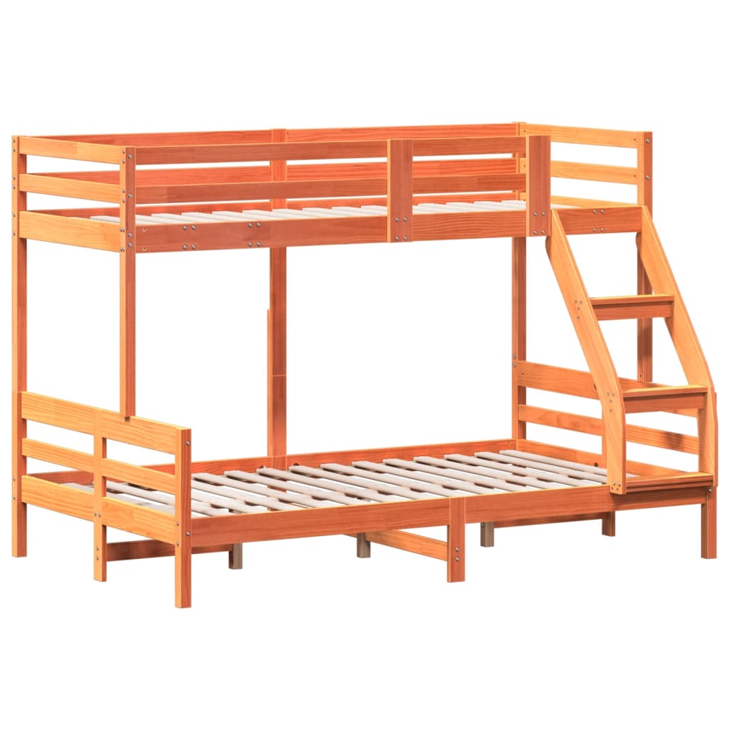 vidaXL Pat supraetajat 80x200/120x200 cm maro ceruit lemn masiv de pin