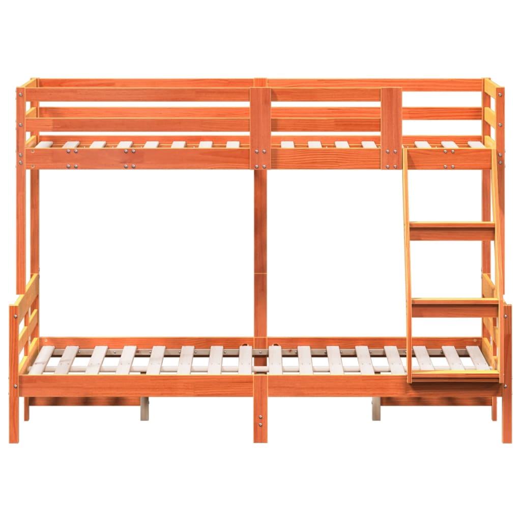 vidaXL Pat supraetajat 80x200/120x200 cm maro ceruit lemn masiv de pin