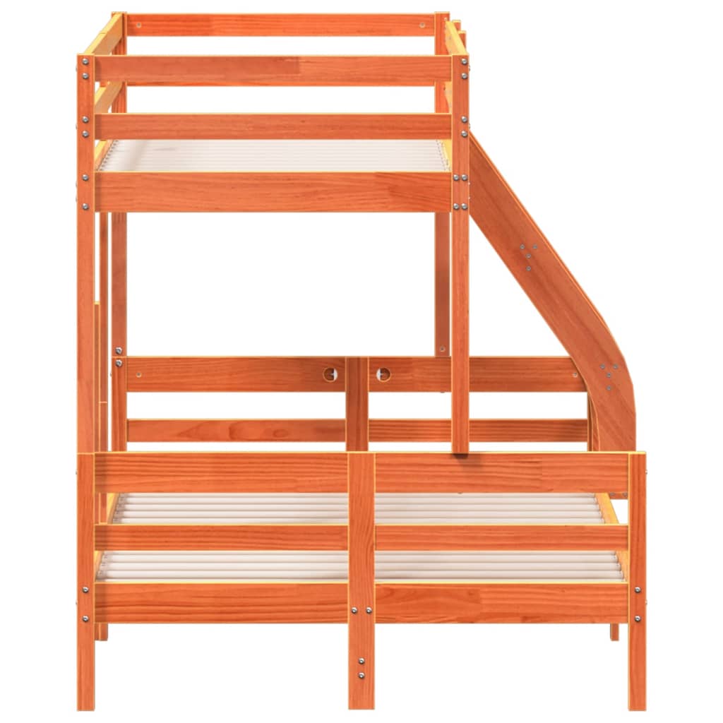 vidaXL Pat supraetajat 80x200/120x200 cm maro ceruit lemn masiv de pin