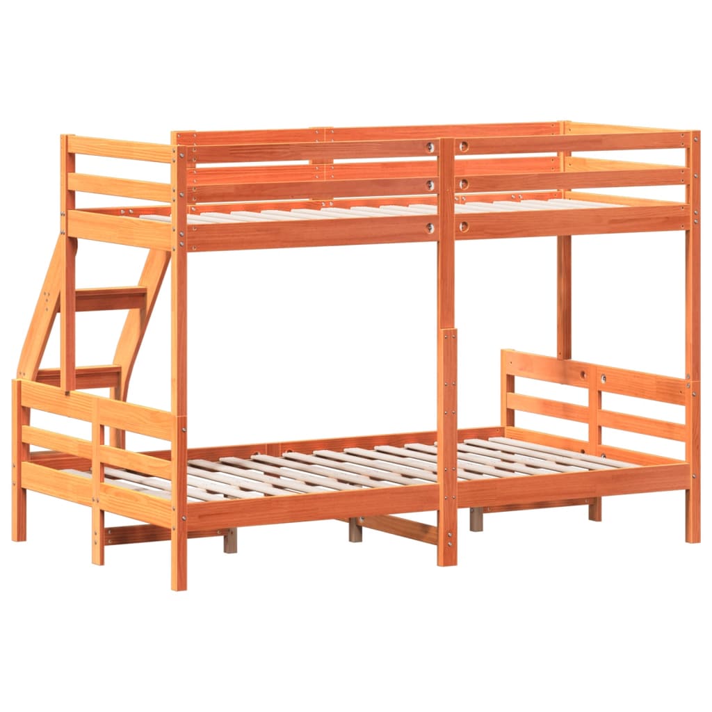 vidaXL Pat supraetajat 80x200/120x200 cm maro ceruit lemn masiv de pin