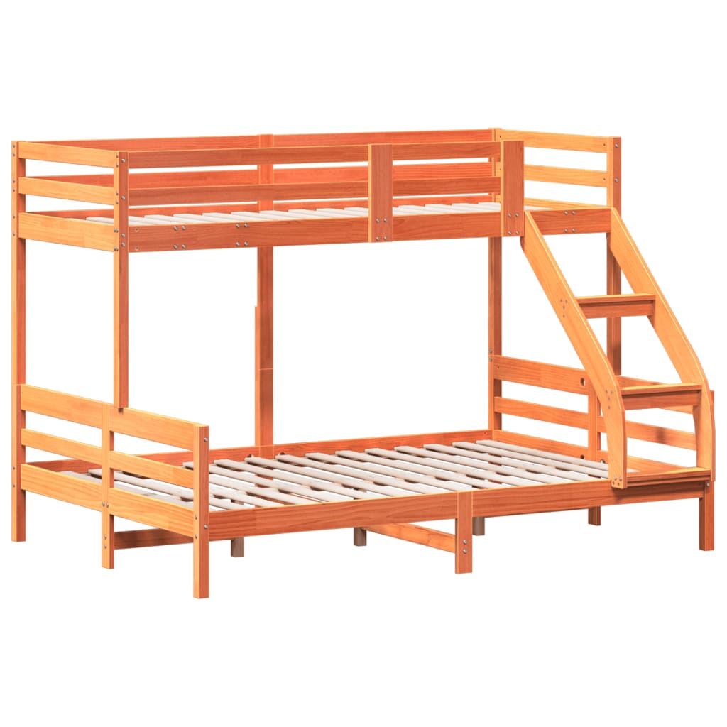 vidaXL Pat supraetajat 80x200/140x200 cm maro ceruit lemn masiv de pin