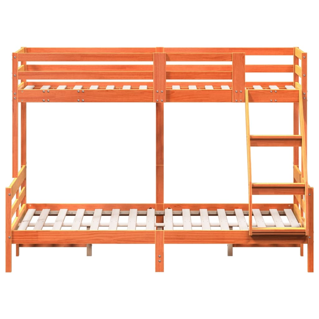 vidaXL Pat supraetajat 80x200/140x200 cm maro ceruit lemn masiv de pin