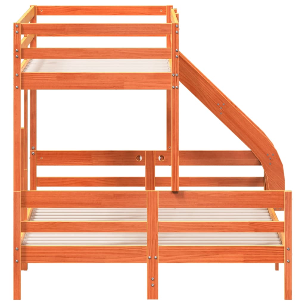 vidaXL Pat supraetajat 90x200/140x200 cm maro ceruit lemn masiv de pin