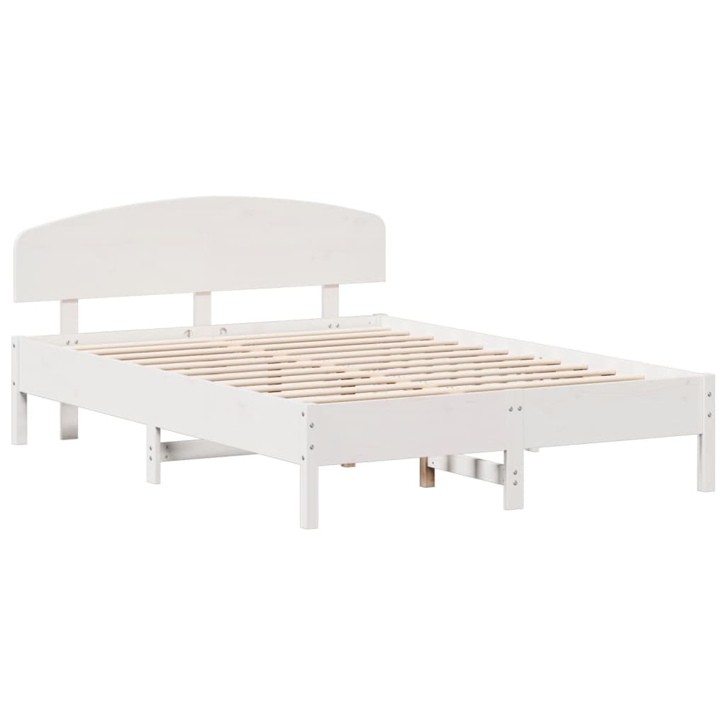 vidaXL Cadru de pat fără saltea, alb, 150x200 cm, lemn masiv pin vidaXL Cadru de pat fără saltea, alb, 150x200 cm, lemn masiv pin