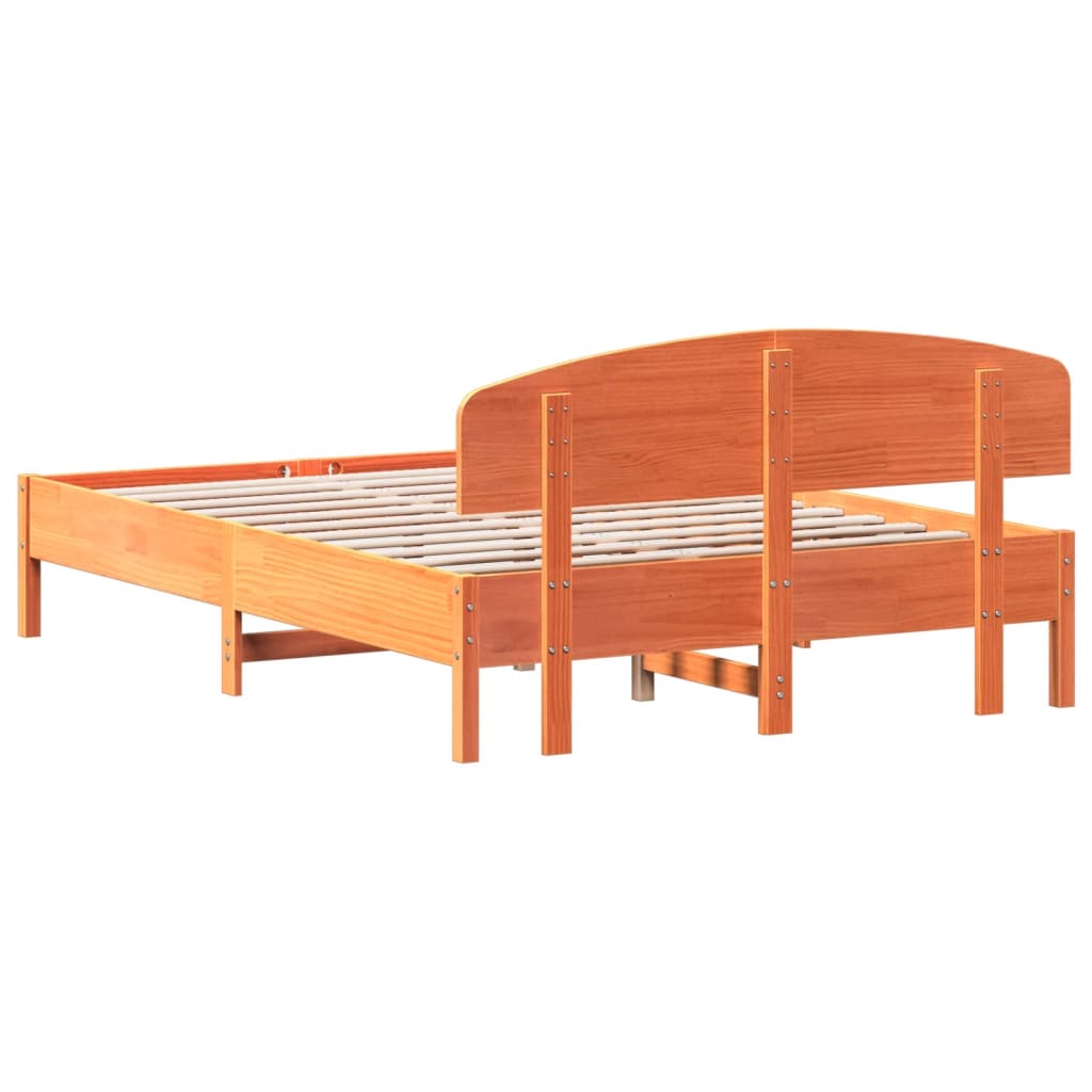 vidaXL Cadru de pat fără saltea, maro ceruit 150x200 cm lemn masiv pin vidaXL Cadru de pat fără saltea, maro ceruit 150x200 cm lemn masiv pin
