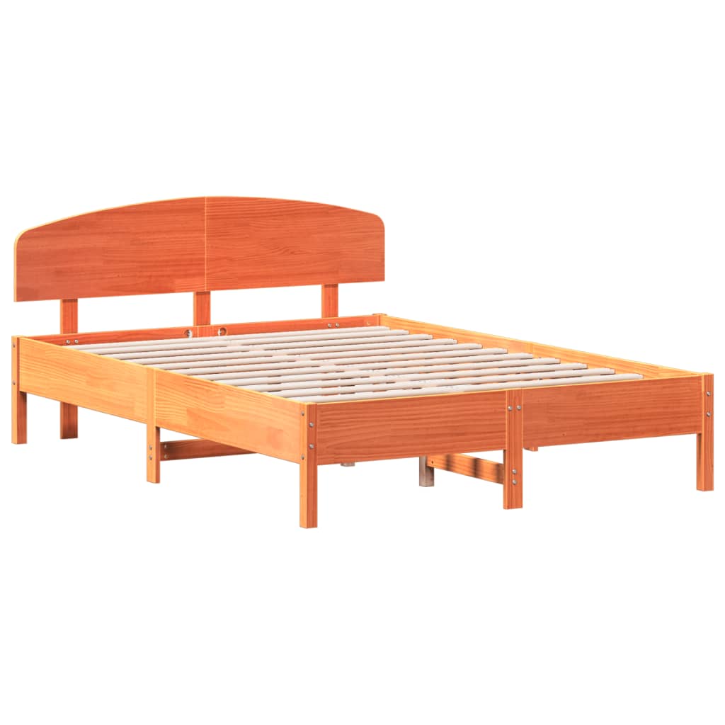 vidaXL Cadru de pat fără saltea, maro ceruit 140x200 cm lemn masiv pin vidaXL Cadru de pat fără saltea, maro ceruit 140x200 cm lemn masiv pin