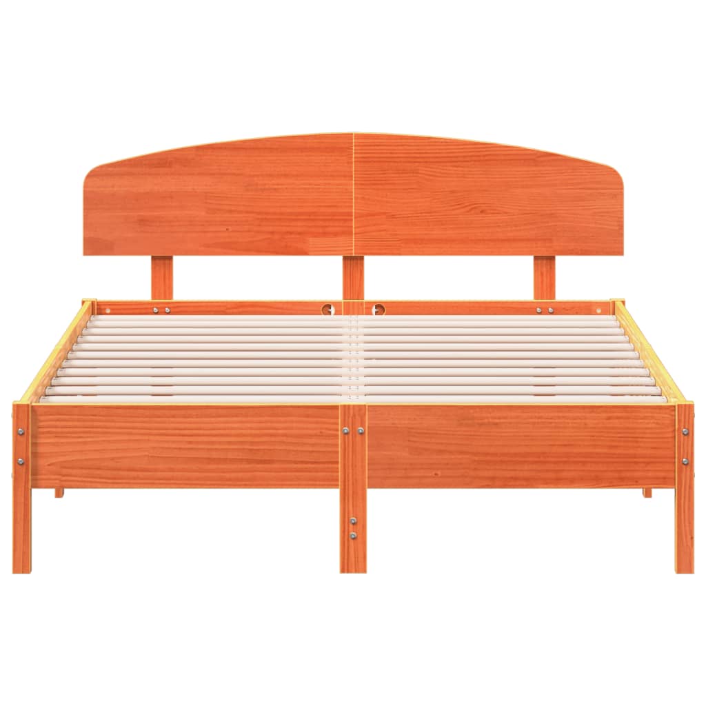 vidaXL Cadru de pat fără saltea, maro ceruit 140x200 cm lemn masiv pin vidaXL Cadru de pat fără saltea, maro ceruit 140x200 cm lemn masiv pin