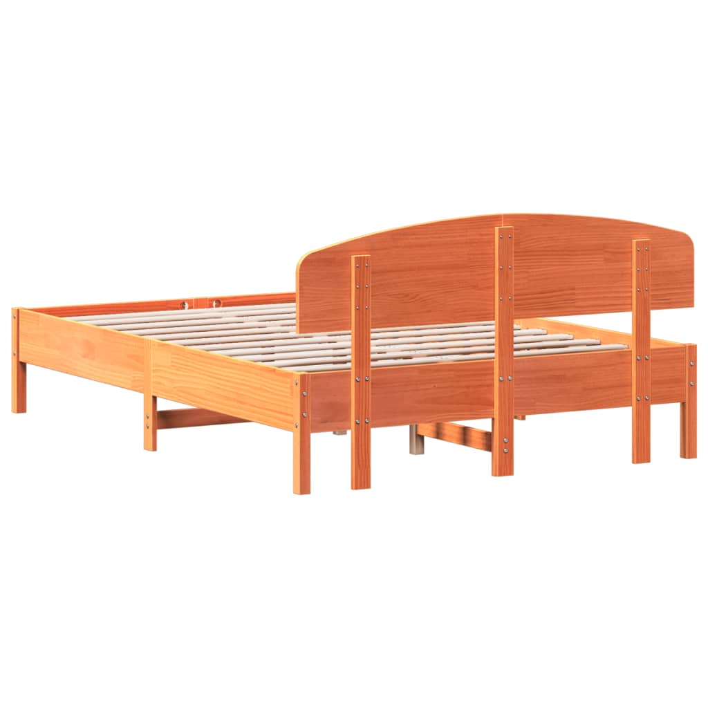 vidaXL Cadru de pat fără saltea, maro ceruit 140x200 cm lemn masiv pin vidaXL Cadru de pat fără saltea, maro ceruit 140x200 cm lemn masiv pin