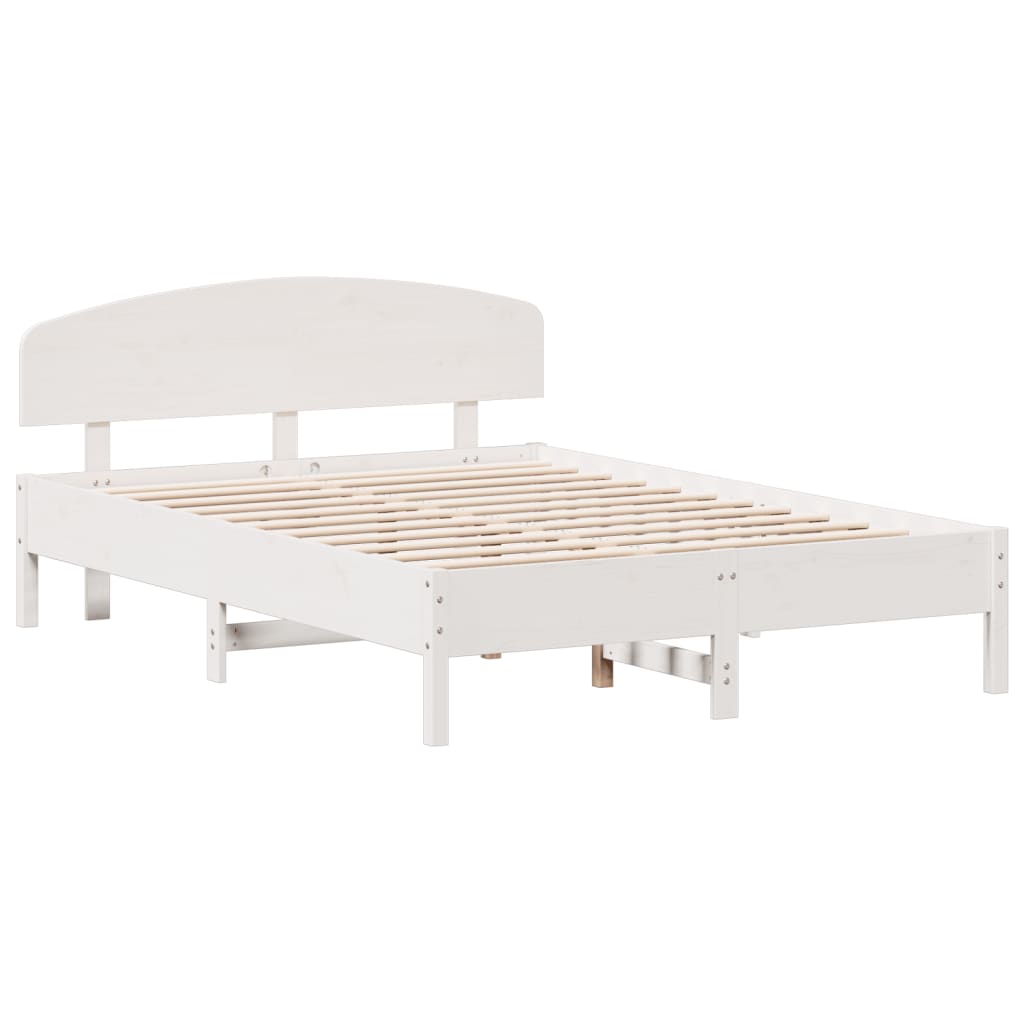 vidaXL Cadru de pat fără saltea, alb, 120x200 cm, lemn masiv pin vidaXL Cadru de pat fără saltea, alb, 120x200 cm, lemn masiv pin