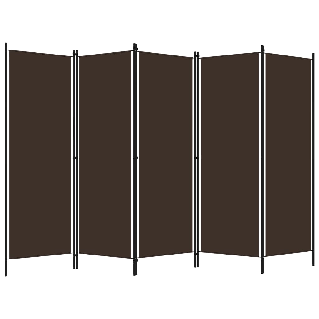 vidaXL Paravan de cameră cu 5 panouri, maro, 250 x 180 cm