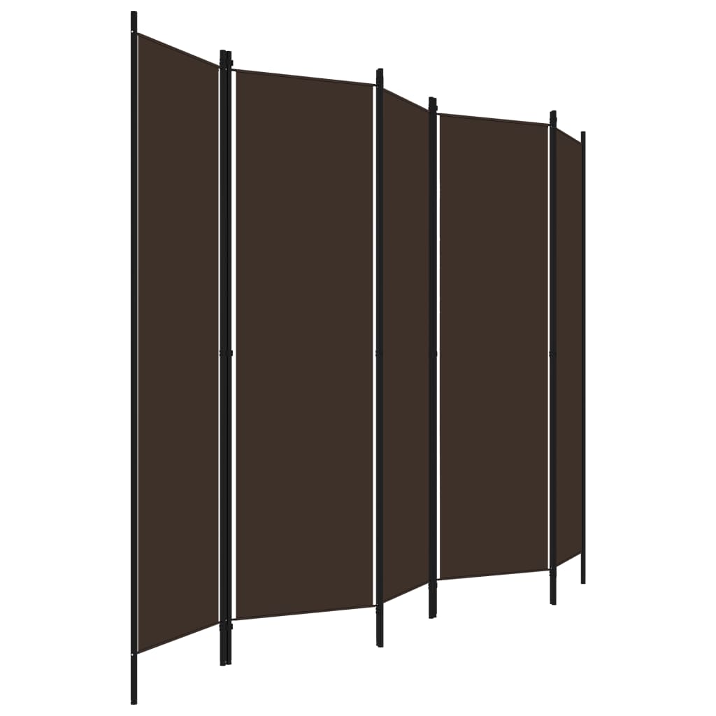 vidaXL Paravan de cameră cu 5 panouri, maro, 250 x 180 cm