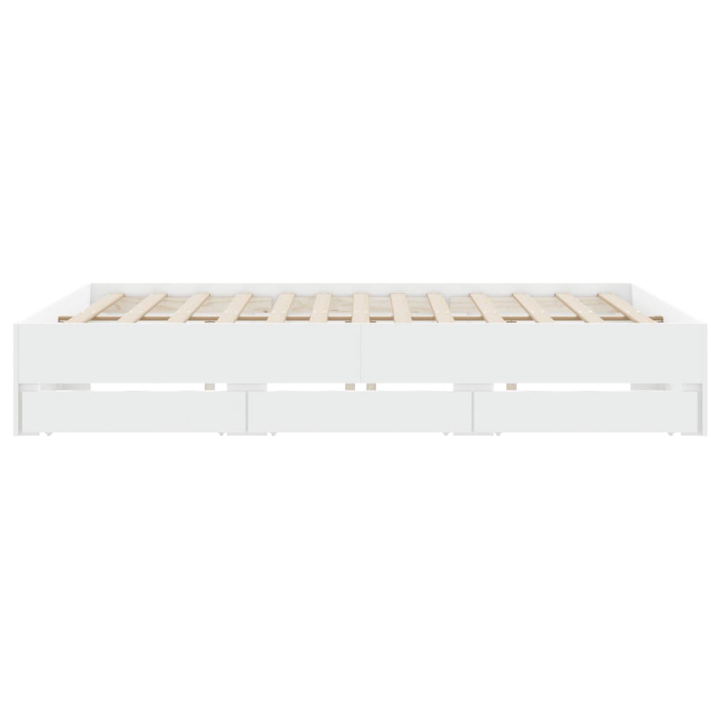 vidaXL Cadru de pat cu sertare alb 200x200 cm lemn prelucrat
