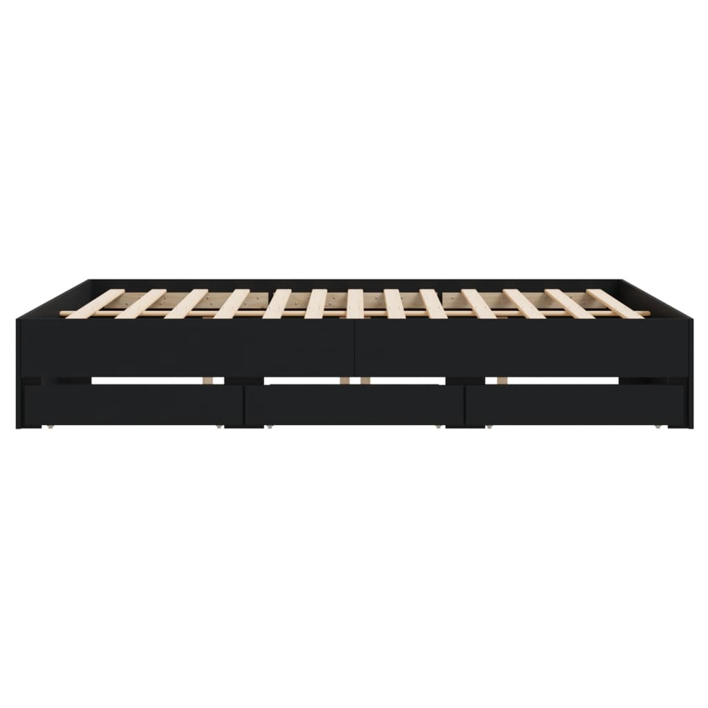 vidaXL Cadru de pat cu sertare negru 200x200 cm lemn prelucrat