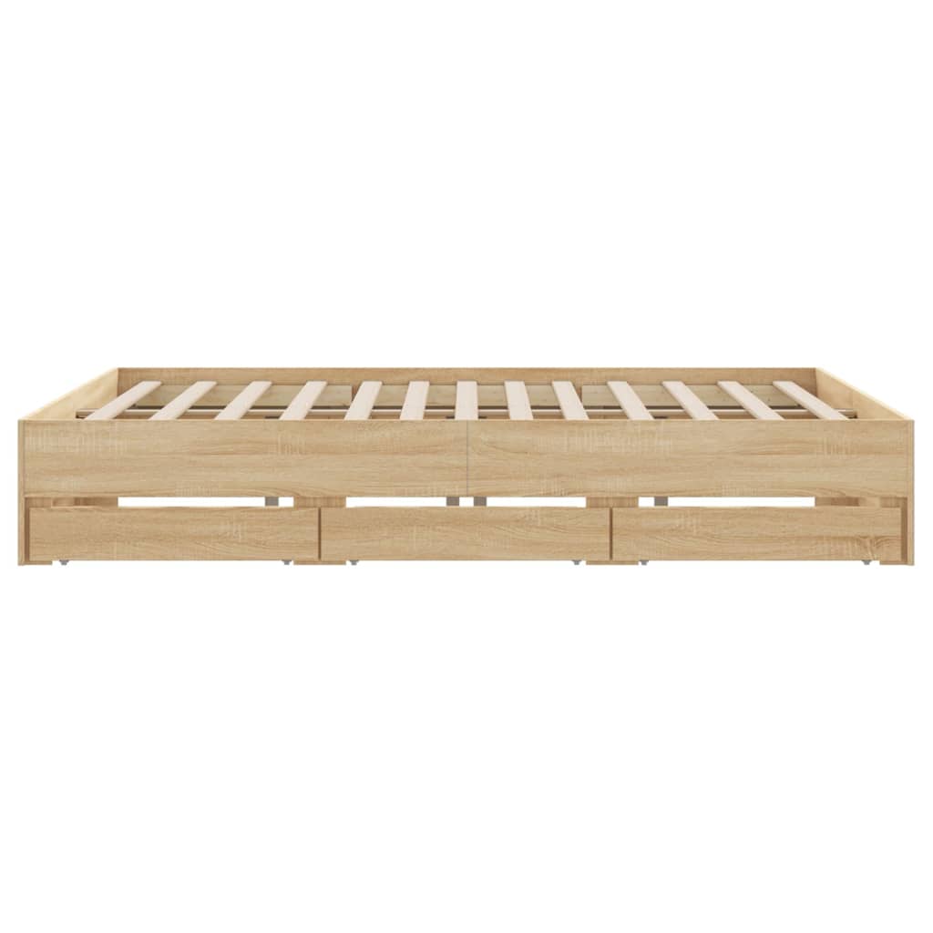 vidaXL Cadru de pat cu sertare stejar sonoma 200x200 cm lemn prelucrat