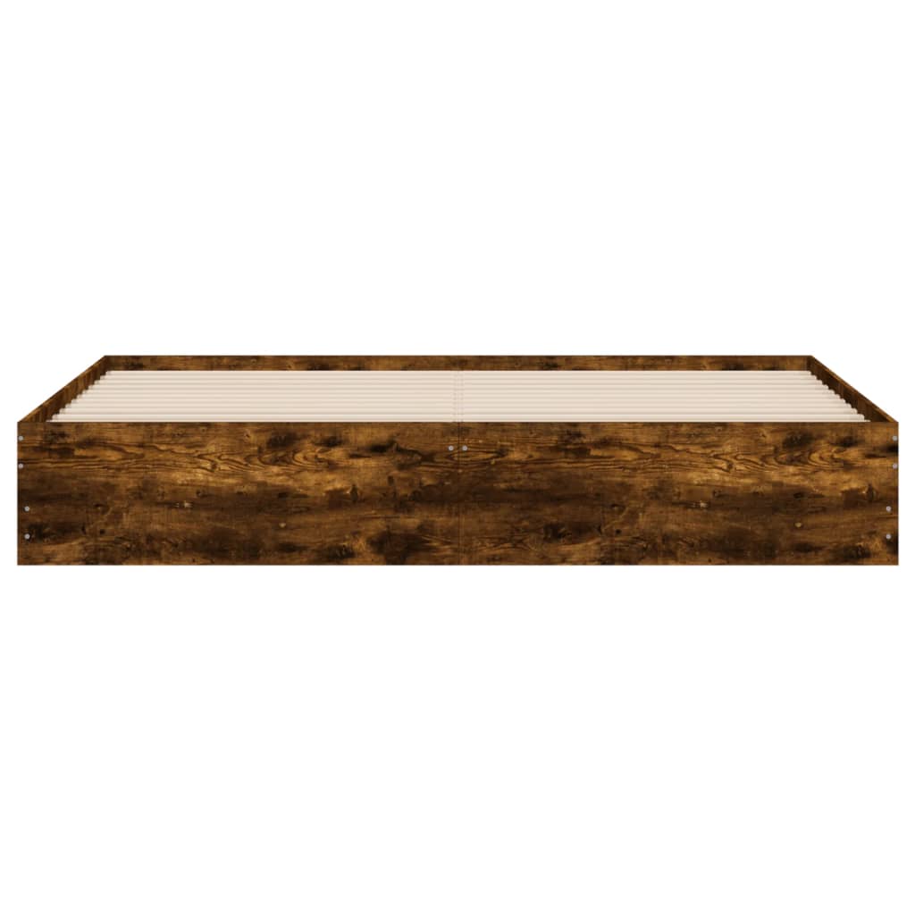 vidaXL Cadru de pat cu sertare stejar fumuriu 200x200cm lemn prelucrat