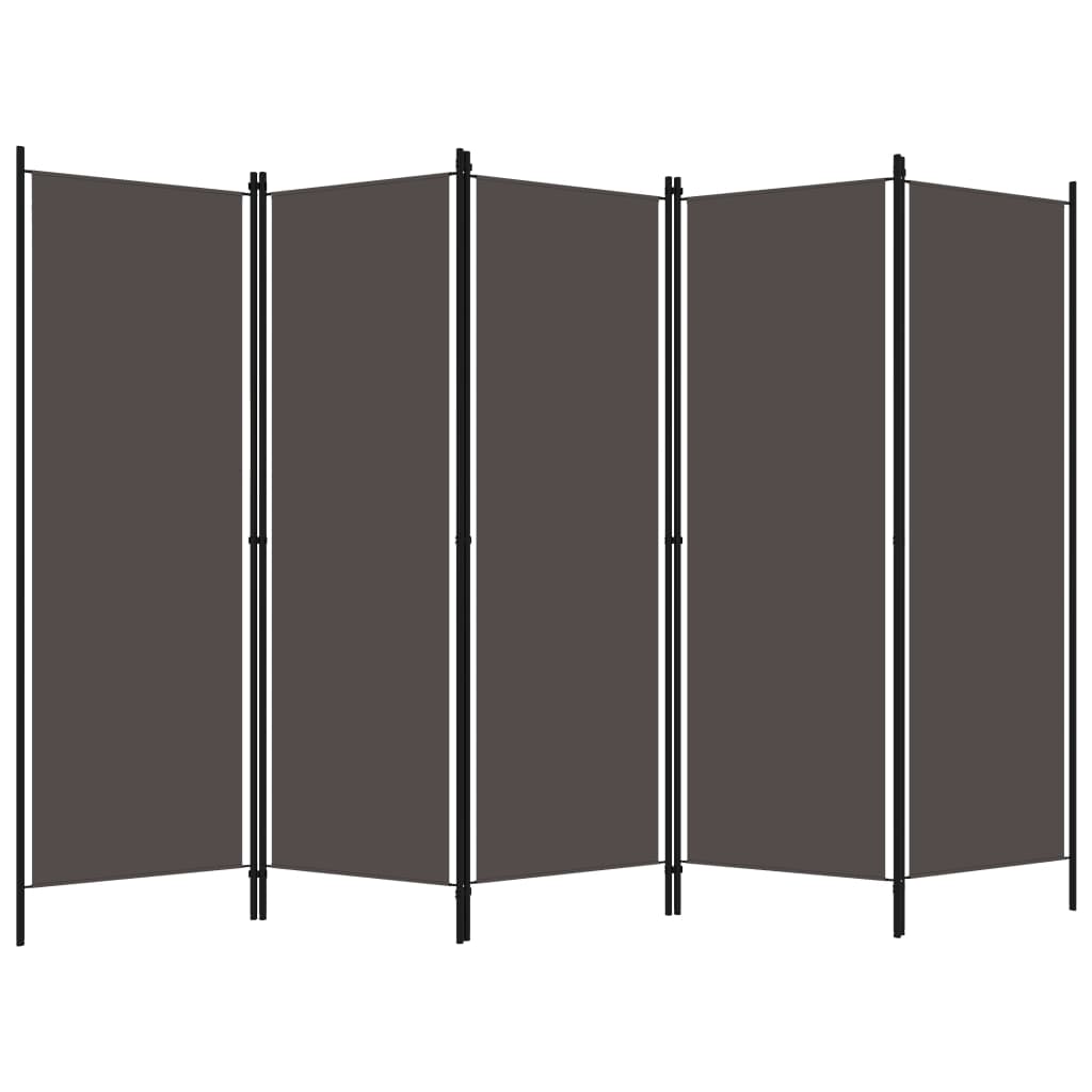 vidaXL Paravan de cameră cu 5 panouri, antracit, 250 x 180 cm vidaXL Paravan de cameră cu 5 panouri, antracit, 250 x 180 cm
