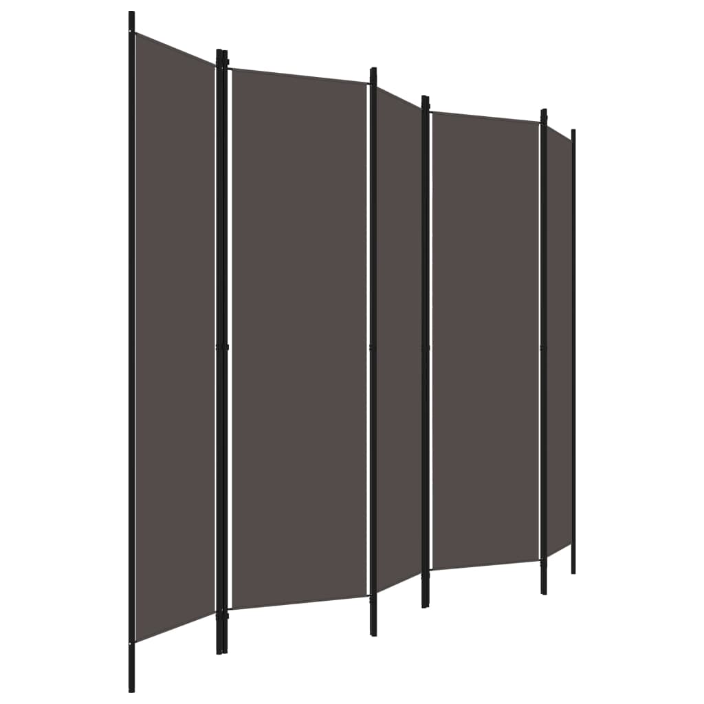 vidaXL Paravan de cameră cu 5 panouri, antracit, 250 x 180 cm vidaXL Paravan de cameră cu 5 panouri, antracit, 250 x 180 cm