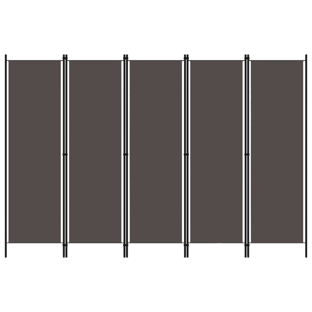 vidaXL Paravan de cameră cu 5 panouri, antracit, 250 x 180 cm vidaXL Paravan de cameră cu 5 panouri, antracit, 250 x 180 cm