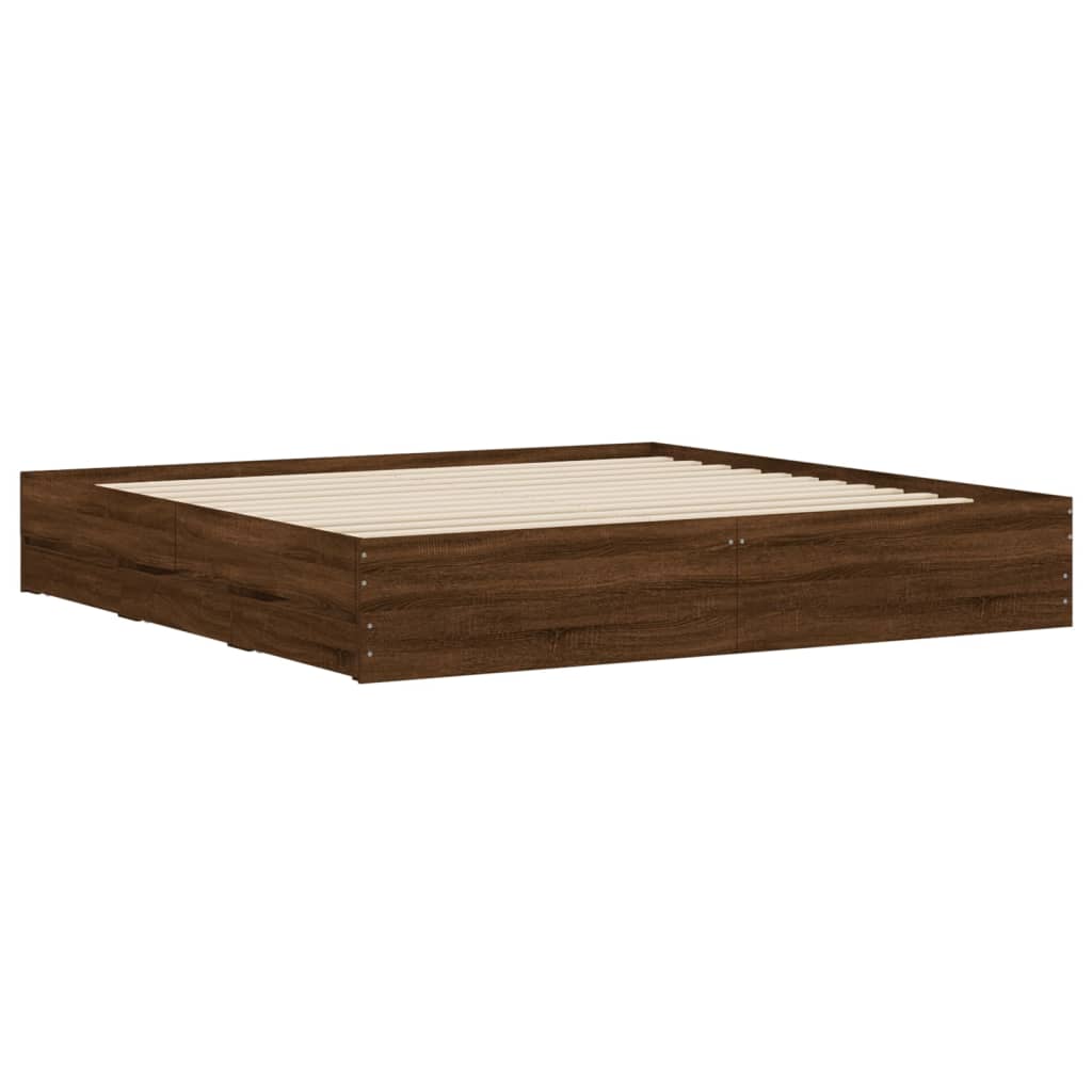 vidaXL Cadru de pat cu sertare stejar maro 200x200 cm lemn prelucrat