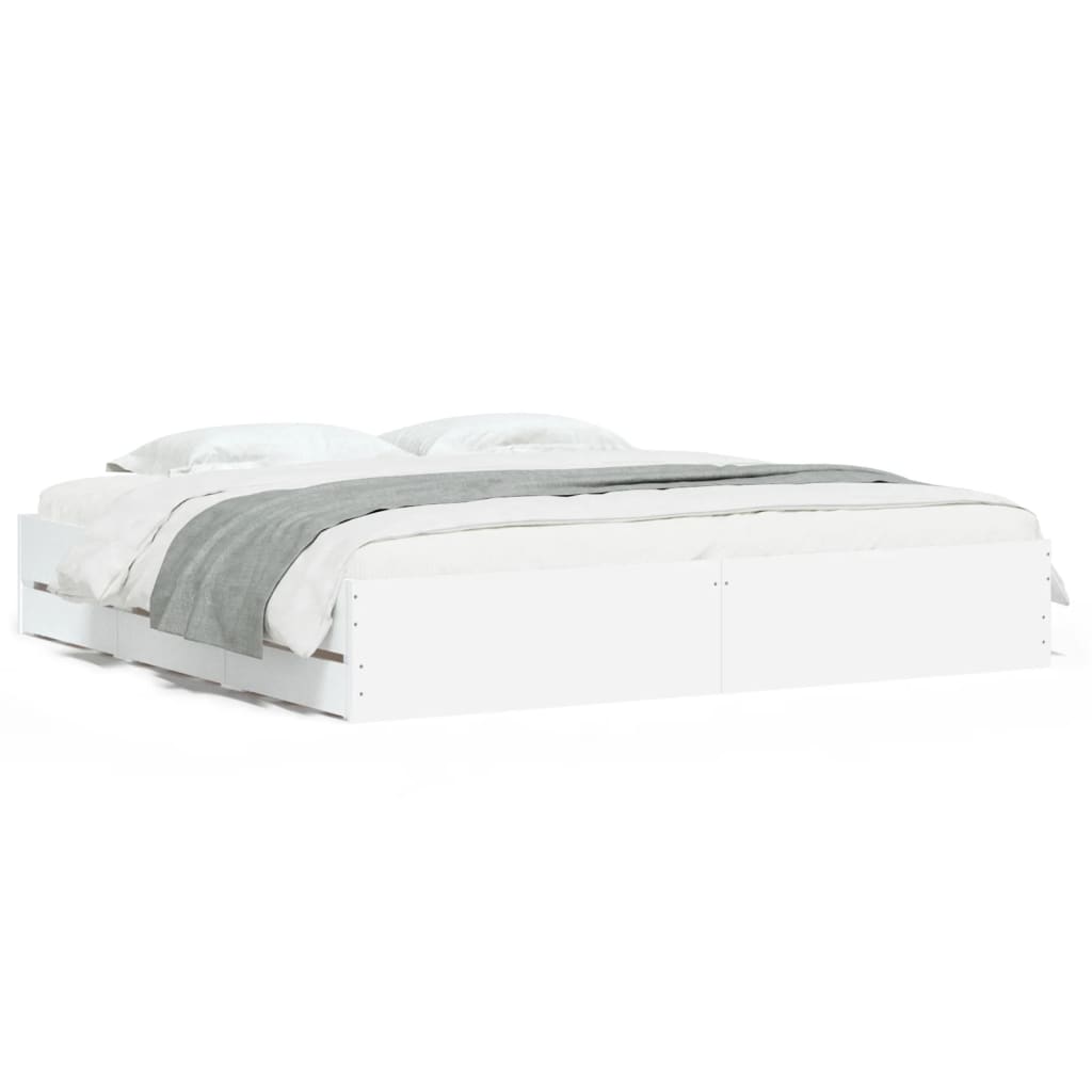 vidaXL Cadru de pat cu sertare, alb, 180x200 cm, lemn prelucrat vidaXL Cadru de pat cu sertare, alb, 180x200 cm, lemn prelucrat