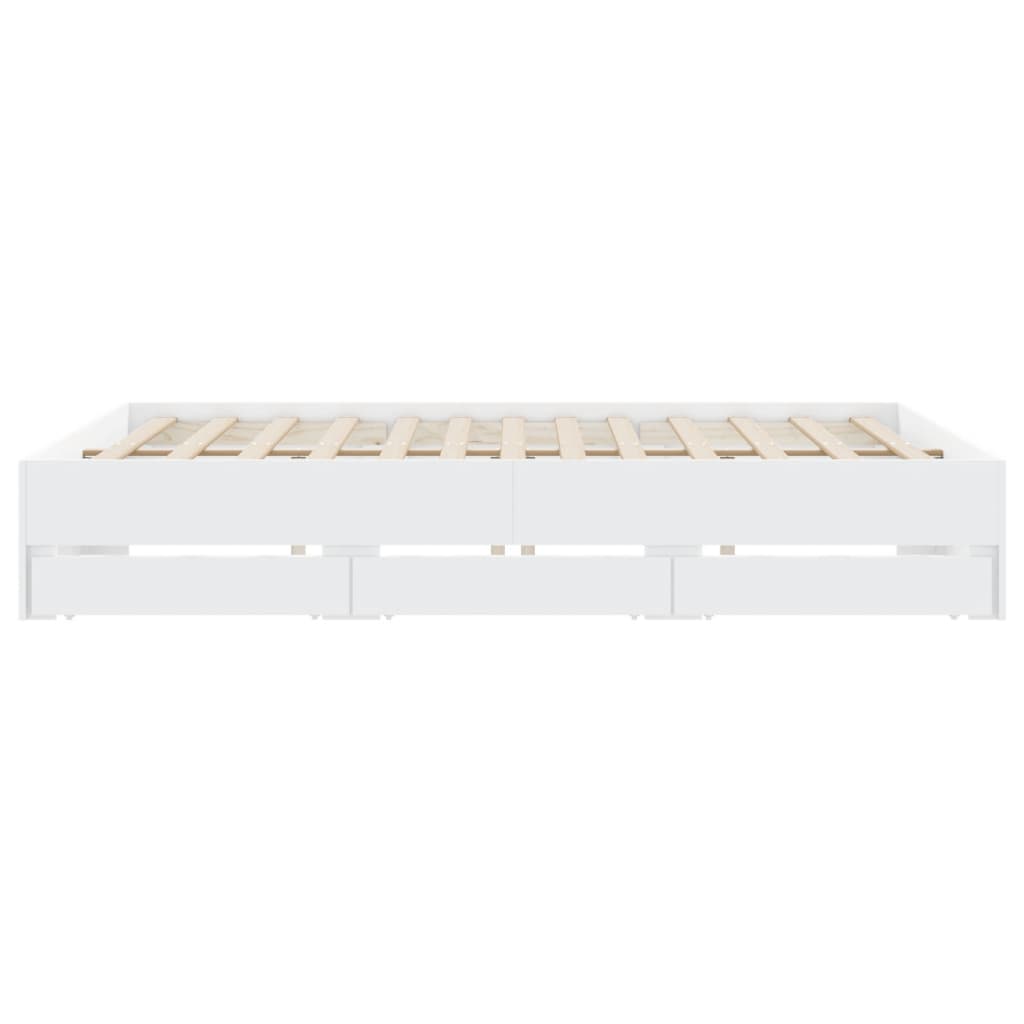 vidaXL Cadru de pat cu sertare, alb, 180x200 cm, lemn prelucrat vidaXL Cadru de pat cu sertare, alb, 180x200 cm, lemn prelucrat