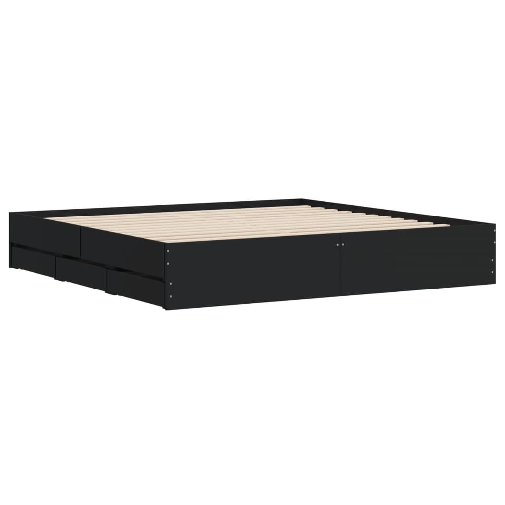 vidaXL Cadru de pat cu sertare, negru, 180x200 cm, lemn prelucrat vidaXL Cadru de pat cu sertare, negru, 180x200 cm, lemn prelucrat