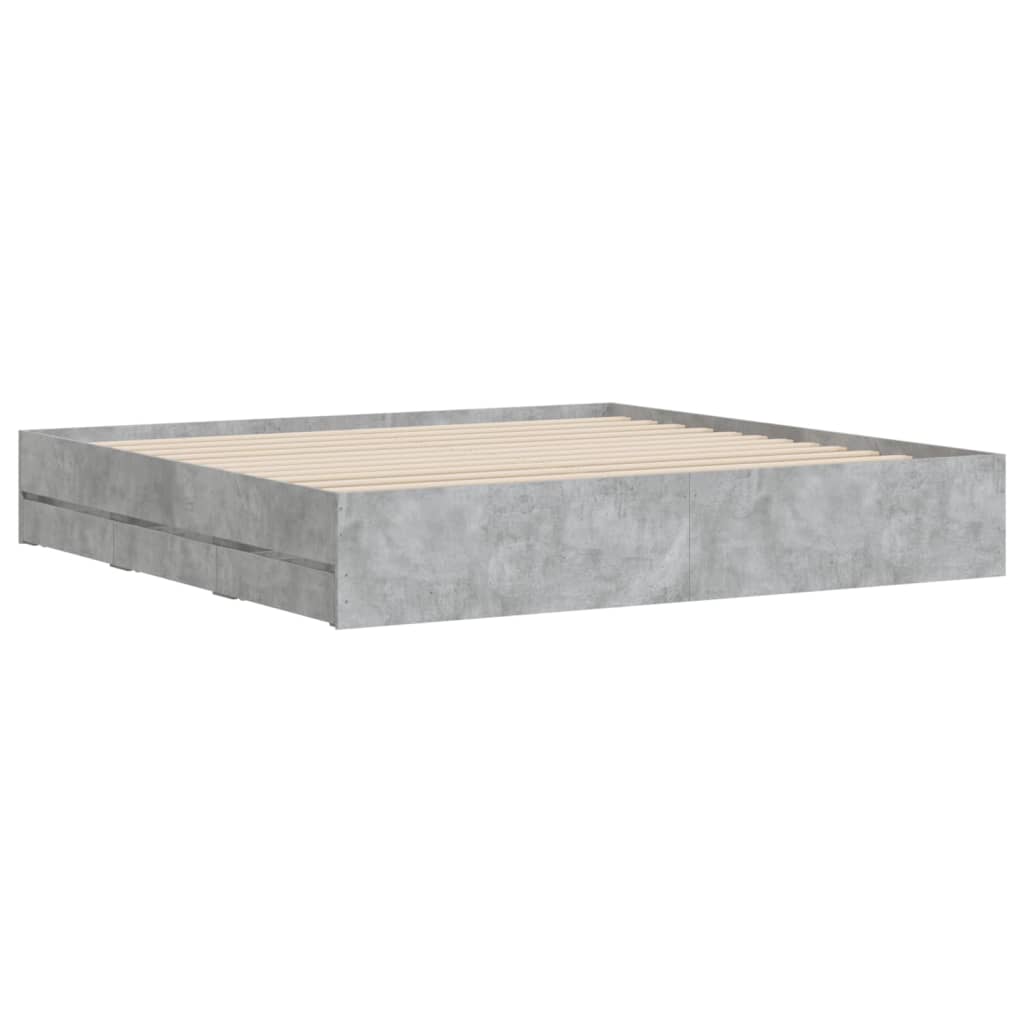 vidaXL Cadru de pat cu sertare, gri beton, 180x200 cm, lemn prelucrat vidaXL Cadru de pat cu sertare, gri beton, 180x200 cm, lemn prelucrat