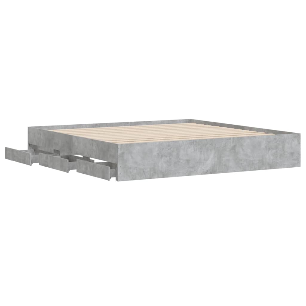 vidaXL Cadru de pat cu sertare, gri beton, 180x200 cm, lemn prelucrat vidaXL Cadru de pat cu sertare, gri beton, 180x200 cm, lemn prelucrat
