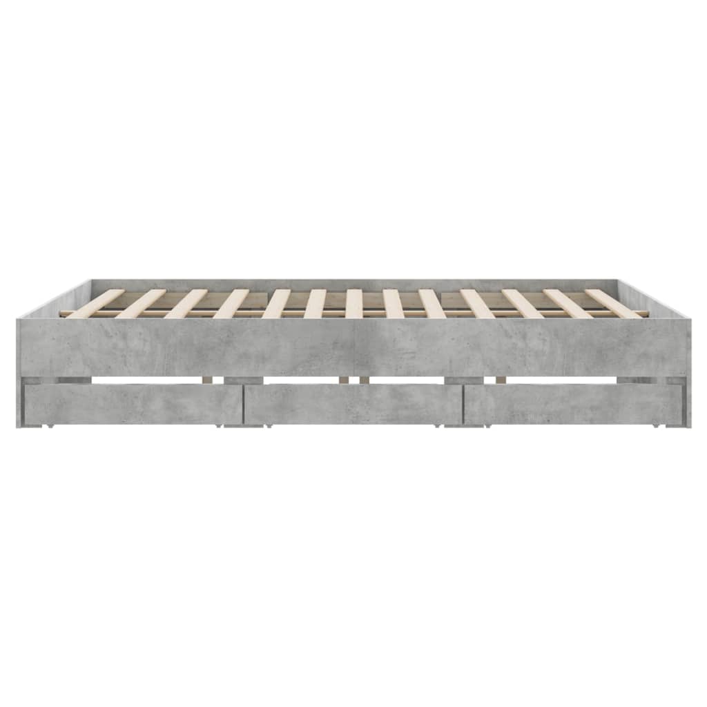 vidaXL Cadru de pat cu sertare, gri beton, 180x200 cm, lemn prelucrat vidaXL Cadru de pat cu sertare, gri beton, 180x200 cm, lemn prelucrat